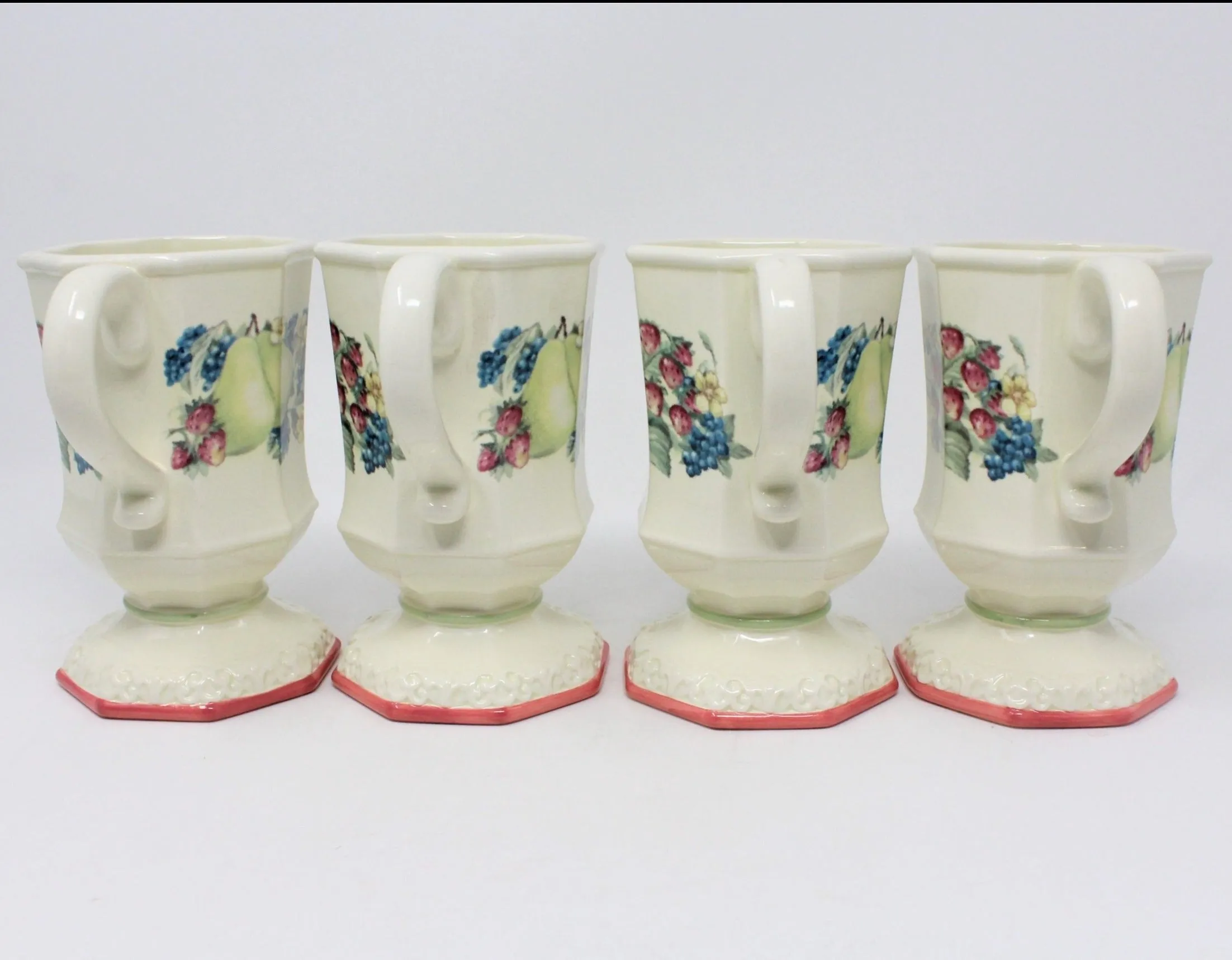 Mugs, Avon, Sweet Country Harvest, Set of 4, Pedestal, Vintage