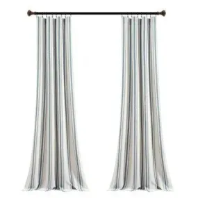 New - Set of 2 (84"x42") Farmhouse Striped Yarn Dyed Eco-Friendly Recycled Cotton Window Curtain Panels Blue - Lush Décor