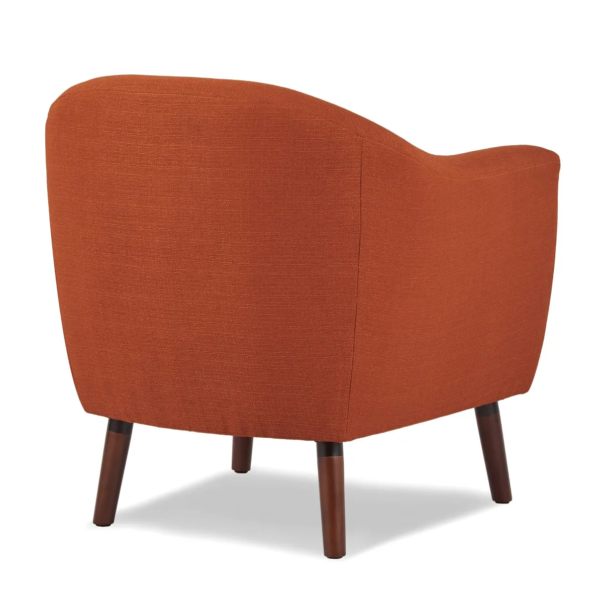 Orange Accent Chair with Button-Tufted Back and Espresso Wood Legs