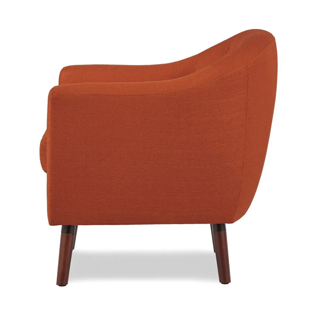 Orange Accent Chair with Button-Tufted Back and Espresso Wood Legs