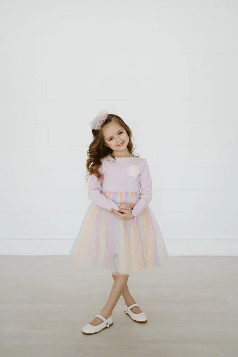 Petite Hailey Daisy Ombre Tutu Dress - Purple