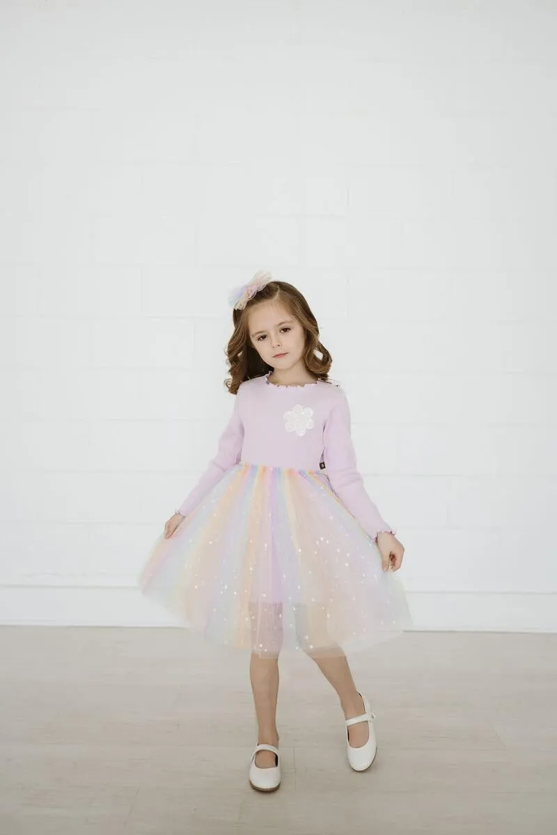 Petite Hailey Daisy Ombre Tutu Dress - Purple