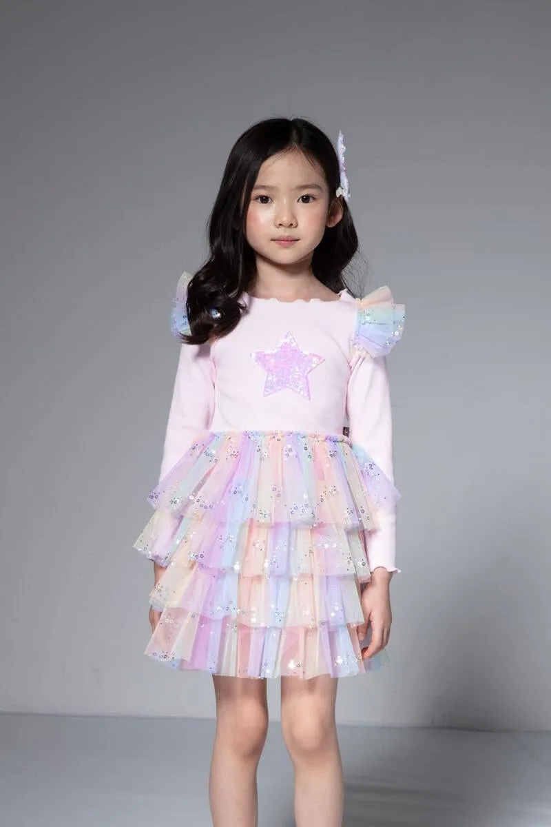 Petite Hailey Frill Layered Tutu Dress - Pink Multi