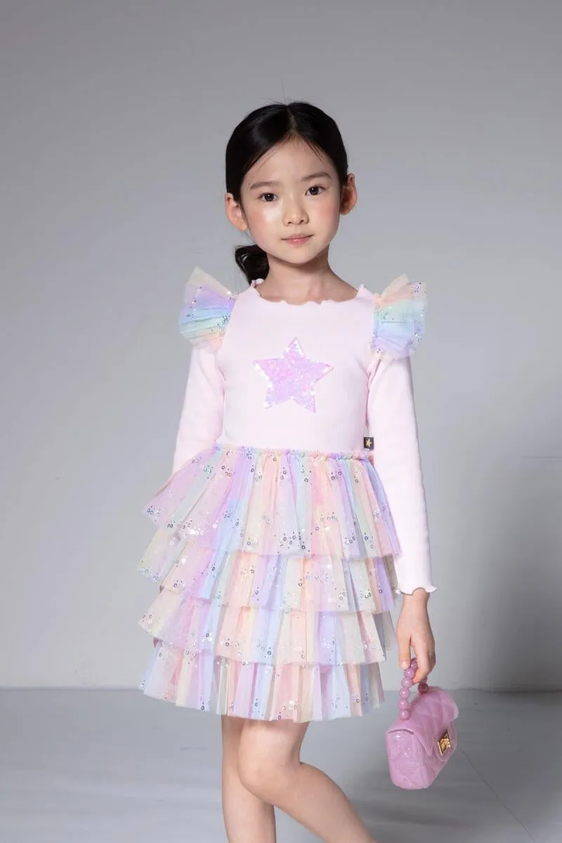 Petite Hailey Frill Layered Tutu Dress - Pink Multi