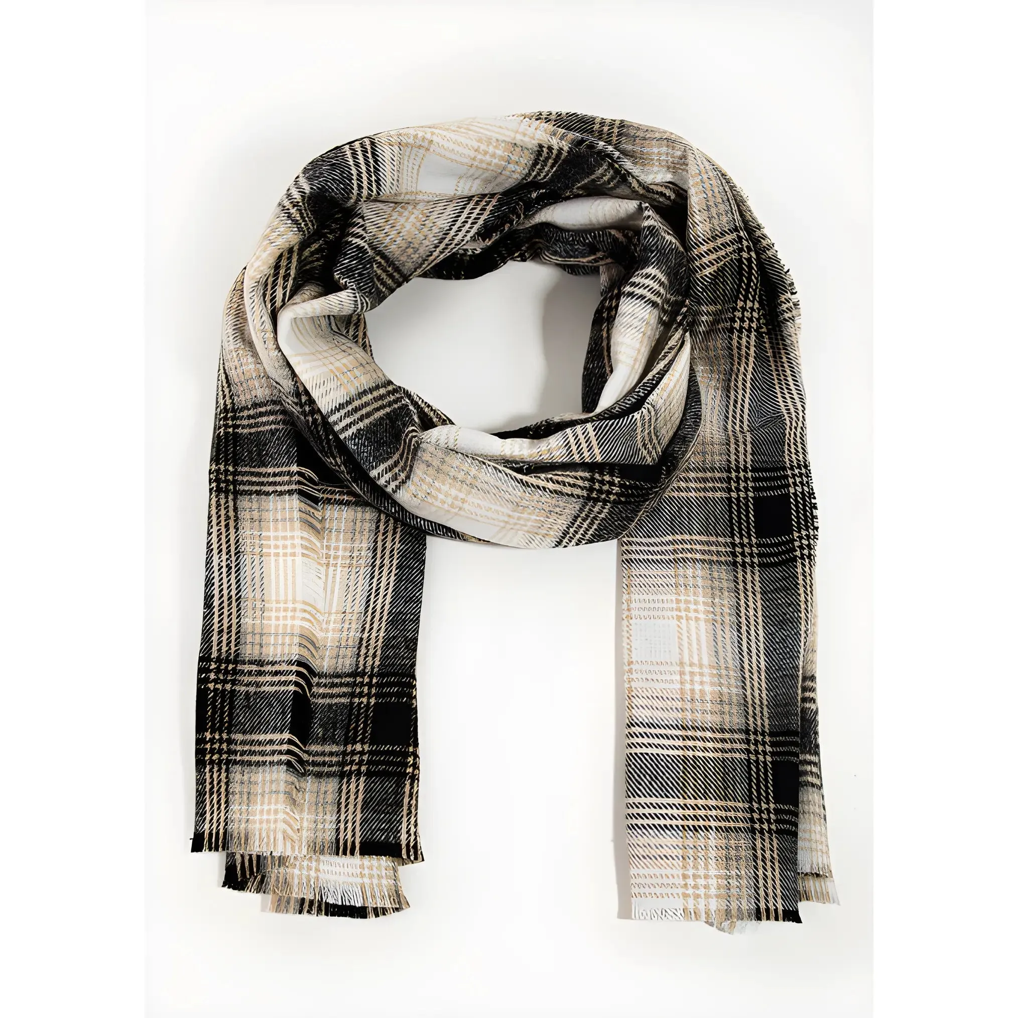 Plaid Print Oblong Scarf