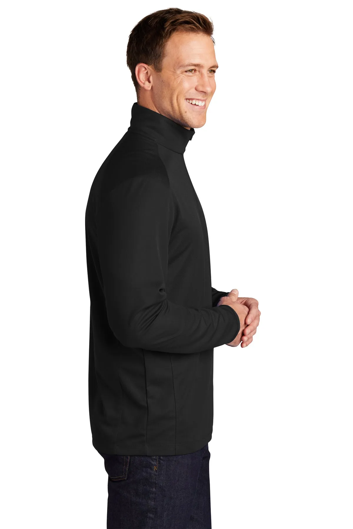 Port Authority Pinpoint Mesh Branded 1/2-Zip, Black