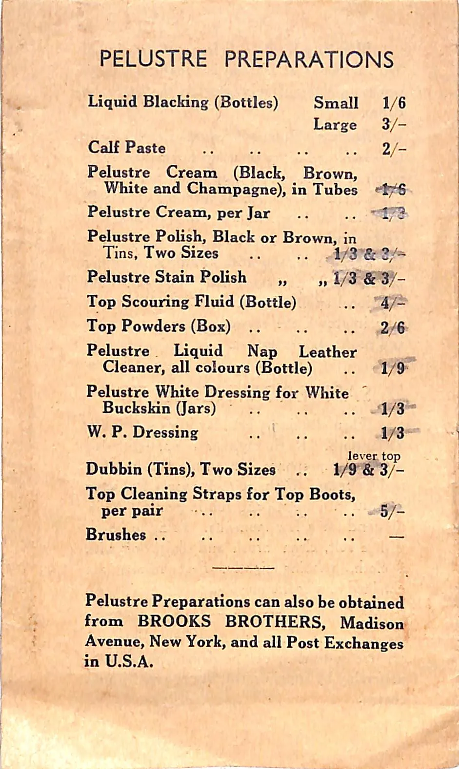 "Peal & Co. Hints On Care Of Boots And Shoes Sam Browne Belts" Pamphlet