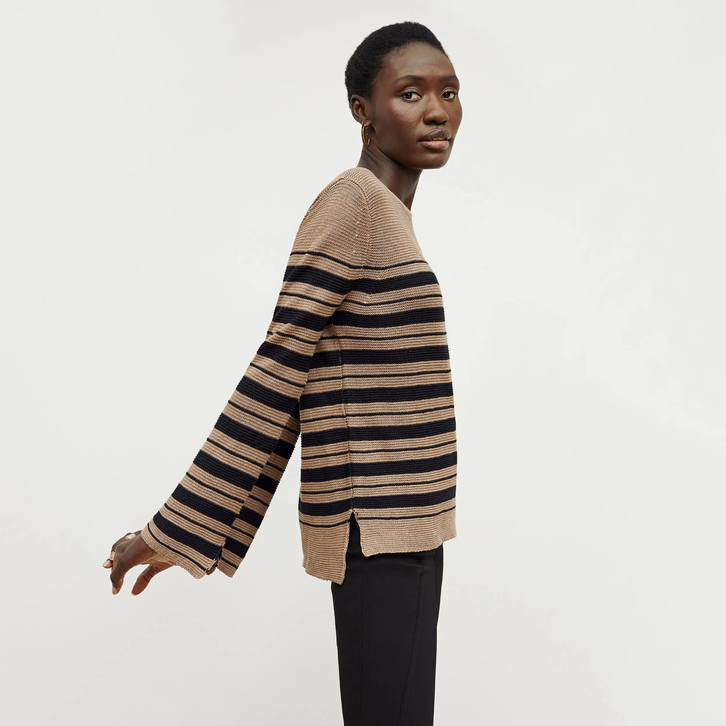 Samara Sweater - Knit Linen :: Oak / Black