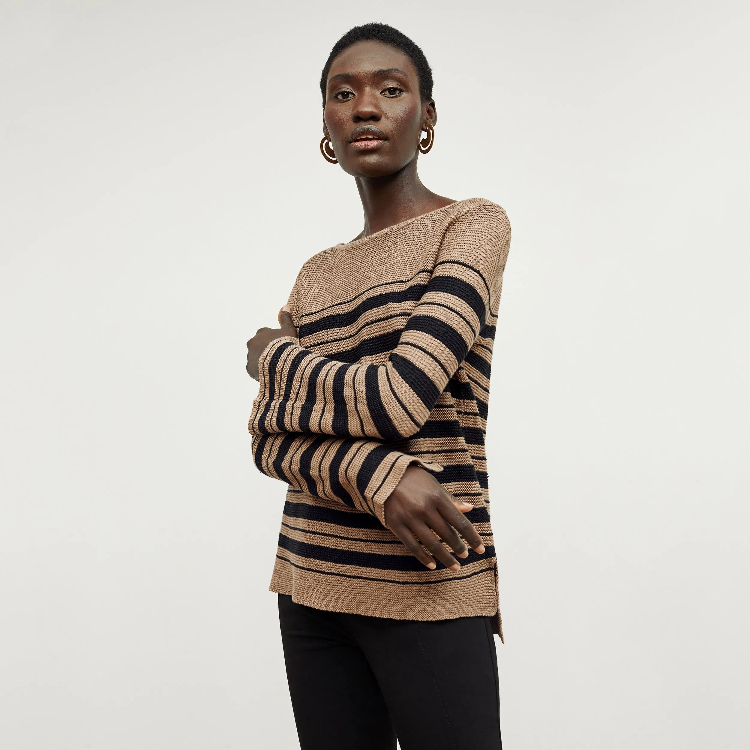 Samara Sweater - Knit Linen :: Oak / Black