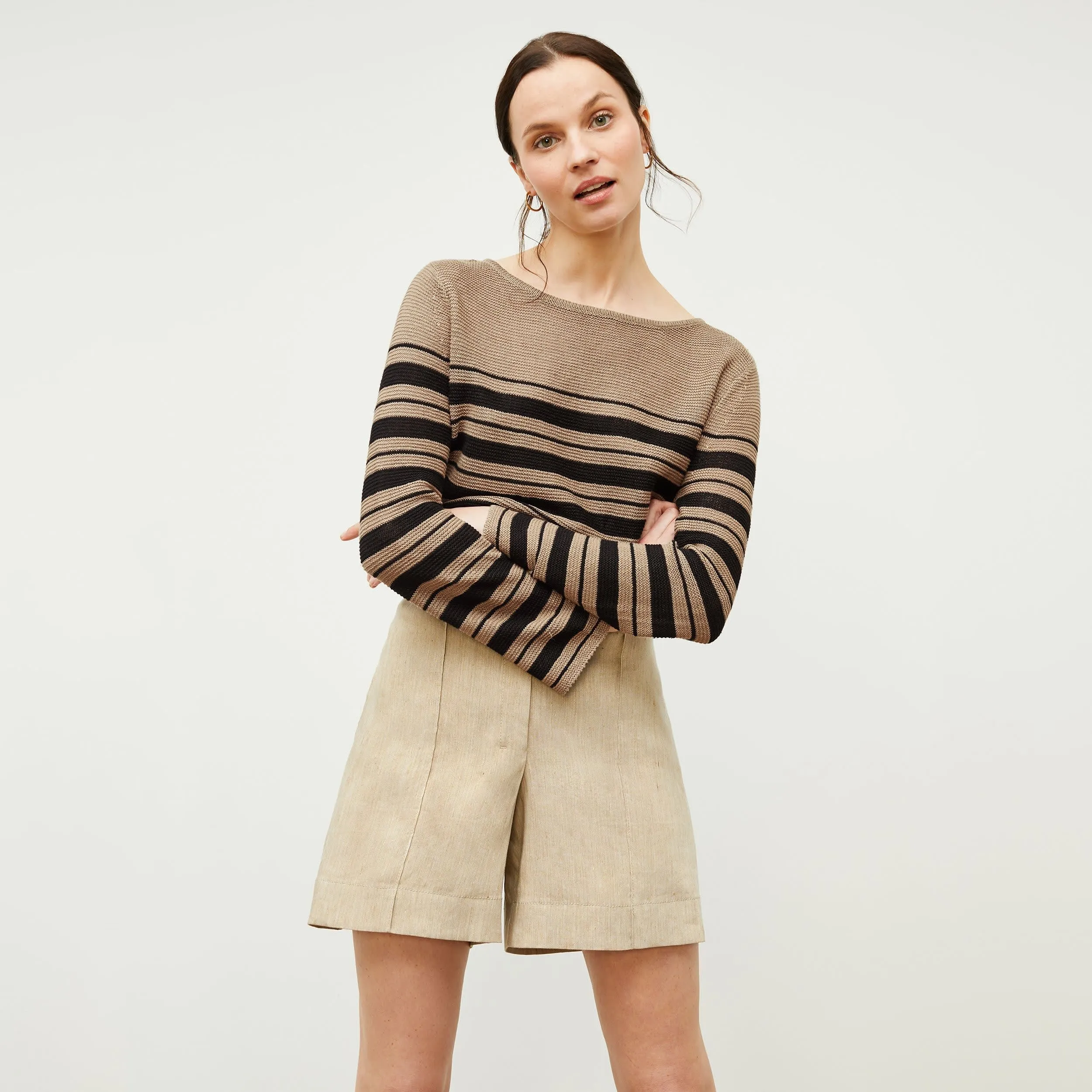 Samara Sweater - Knit Linen :: Oak / Black