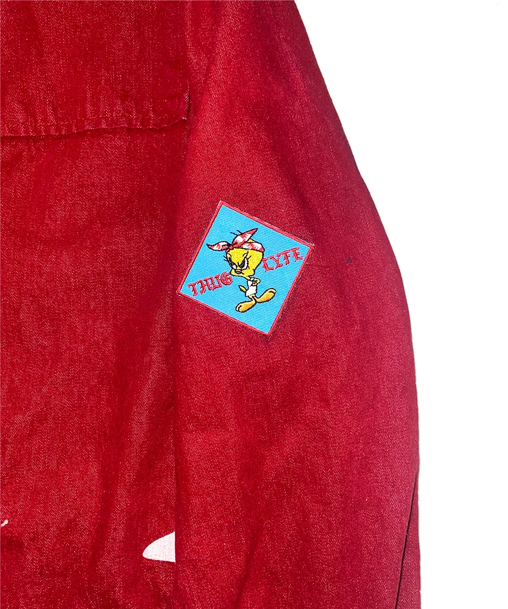 SCREEN PRINTED CLAW PMS RED DENIM JACKET