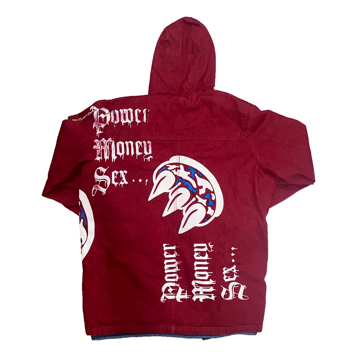 SCREEN PRINTED CLAW PMS RED DENIM JACKET