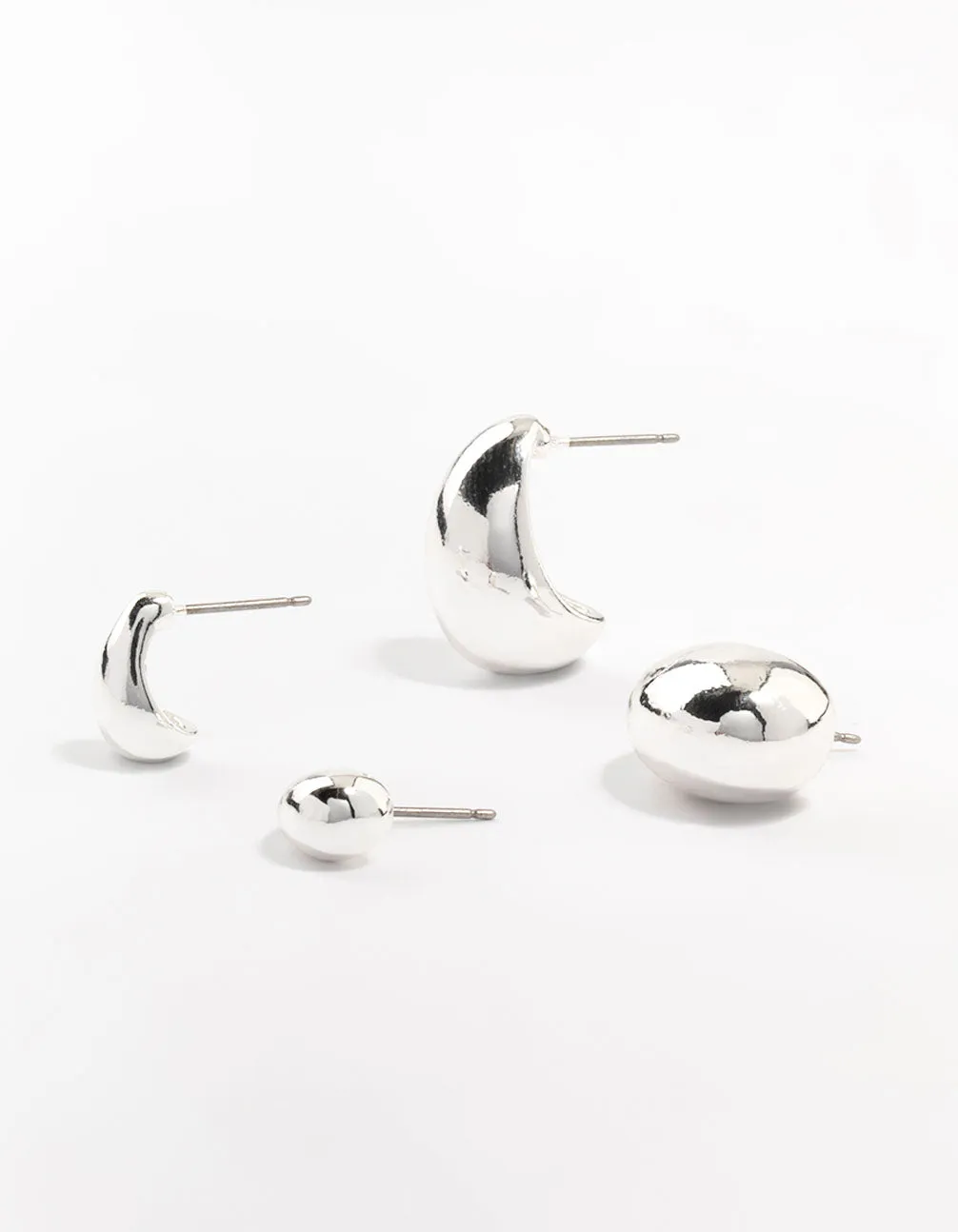 Silver Plated Teardrop Stud Earrings 2-Pack
