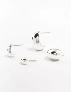 Silver Plated Teardrop Stud Earrings 2-Pack
