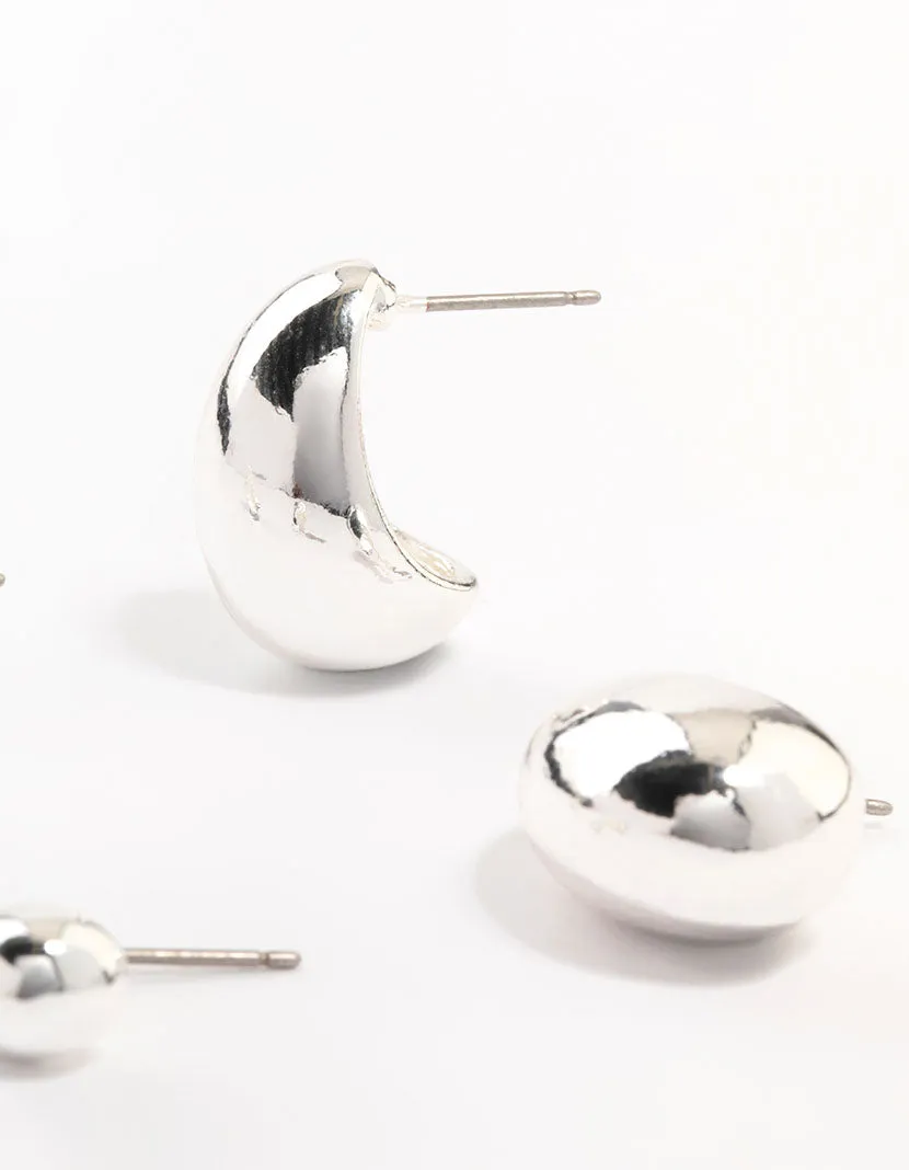 Silver Plated Teardrop Stud Earrings 2-Pack