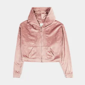 Solei Velour Womens Hoodie (Dusty Pink)