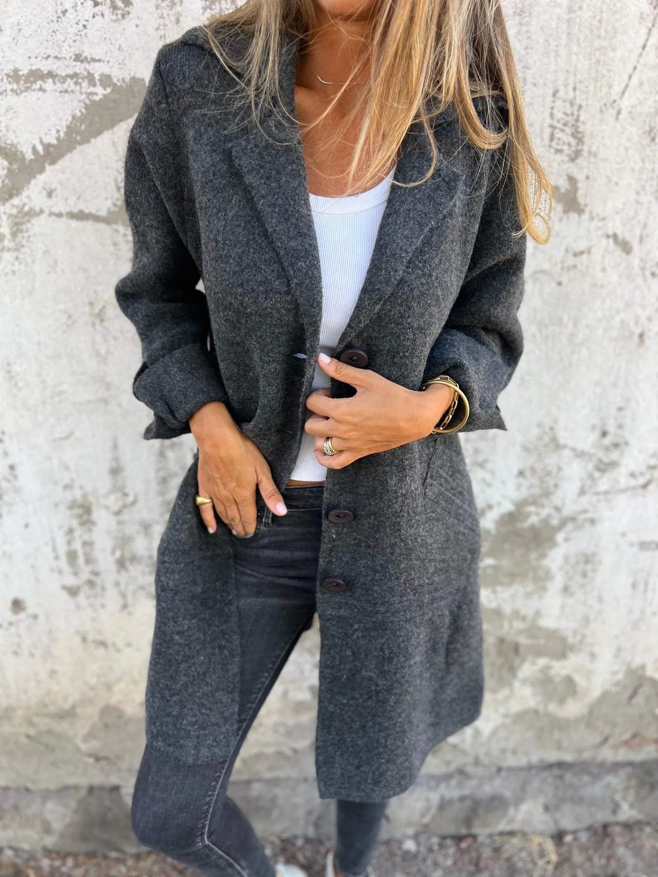 Sophia | Casual Long Coat with Lapels
