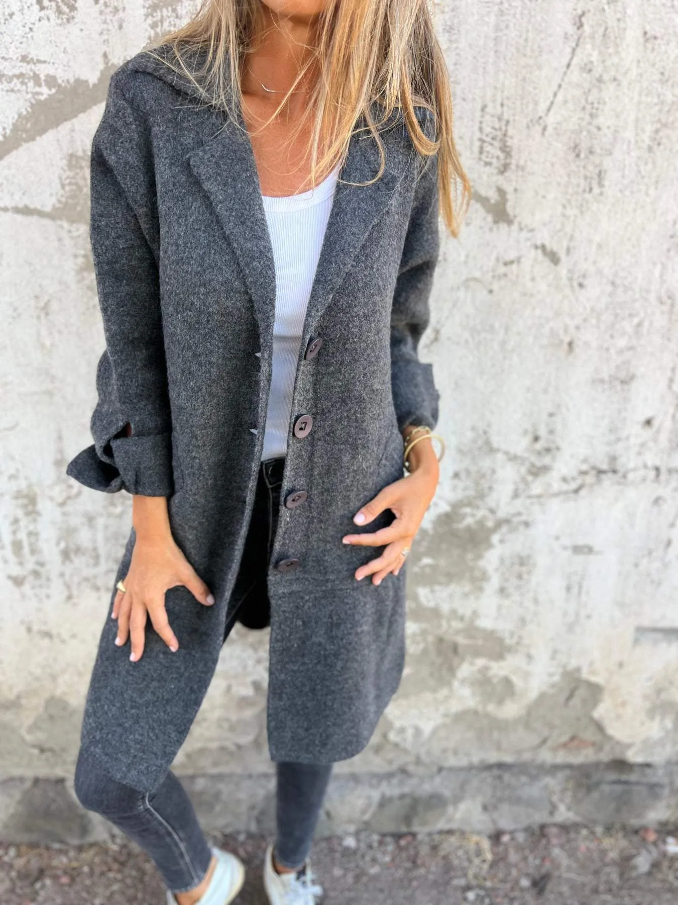 Sophia | Casual Long Coat with Lapels