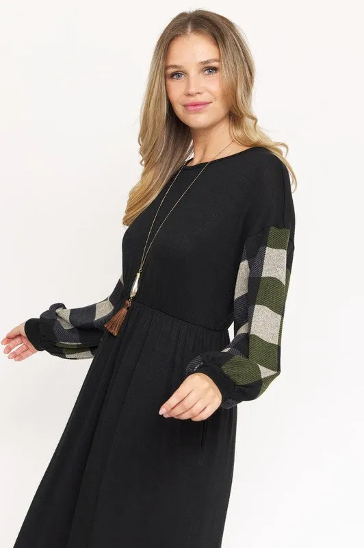 TEEK - Knit Bishop Sleeve Tea Dress