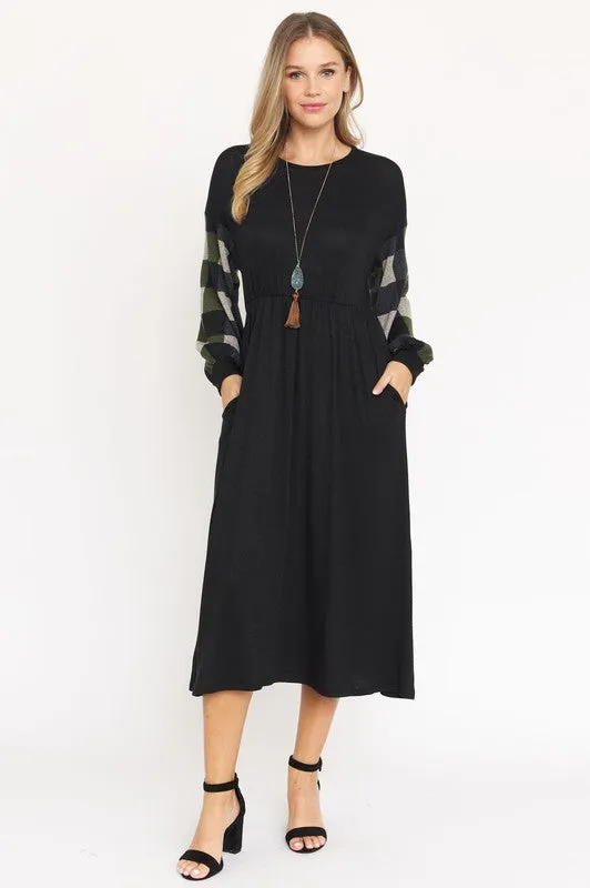 TEEK - Knit Bishop Sleeve Tea Dress