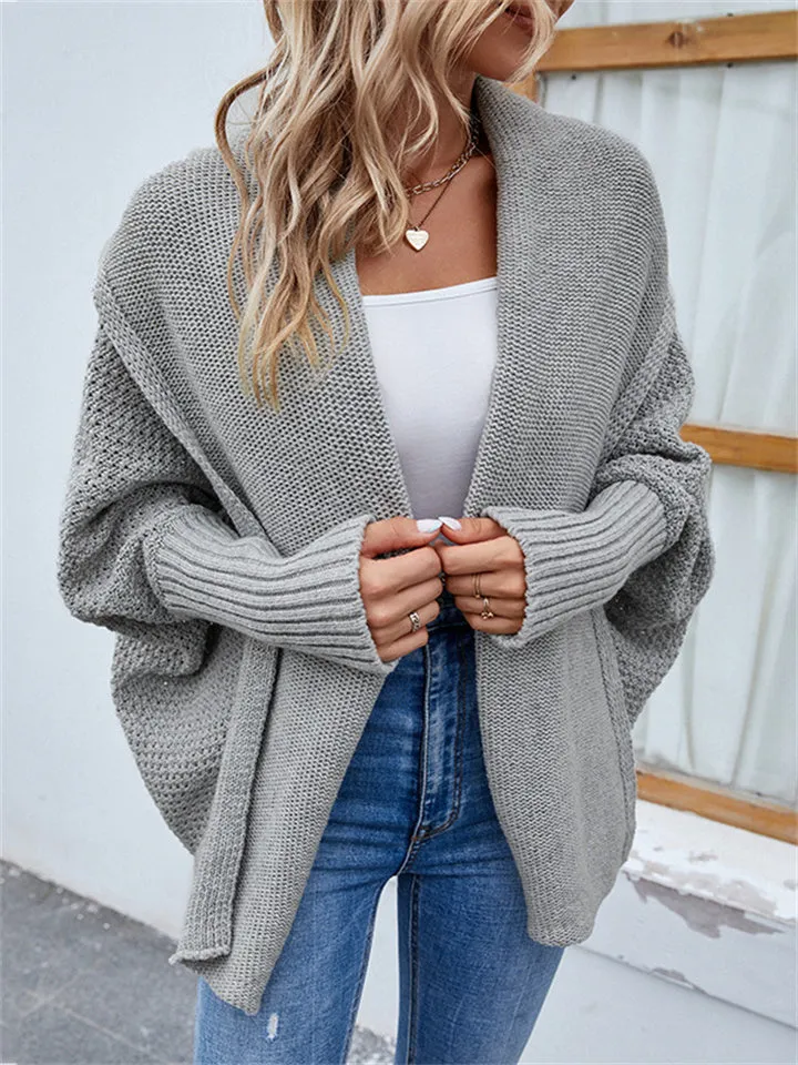 Temperament Commuter Solid Color Knit Cardigan Ladies Sweater