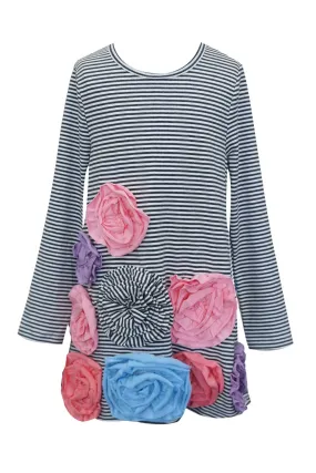 Toddler Girls Long Sleeve 3D Flower Dress