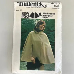 Vintage BUTTERICK Pattern, Misses' Cape (PBT4026)