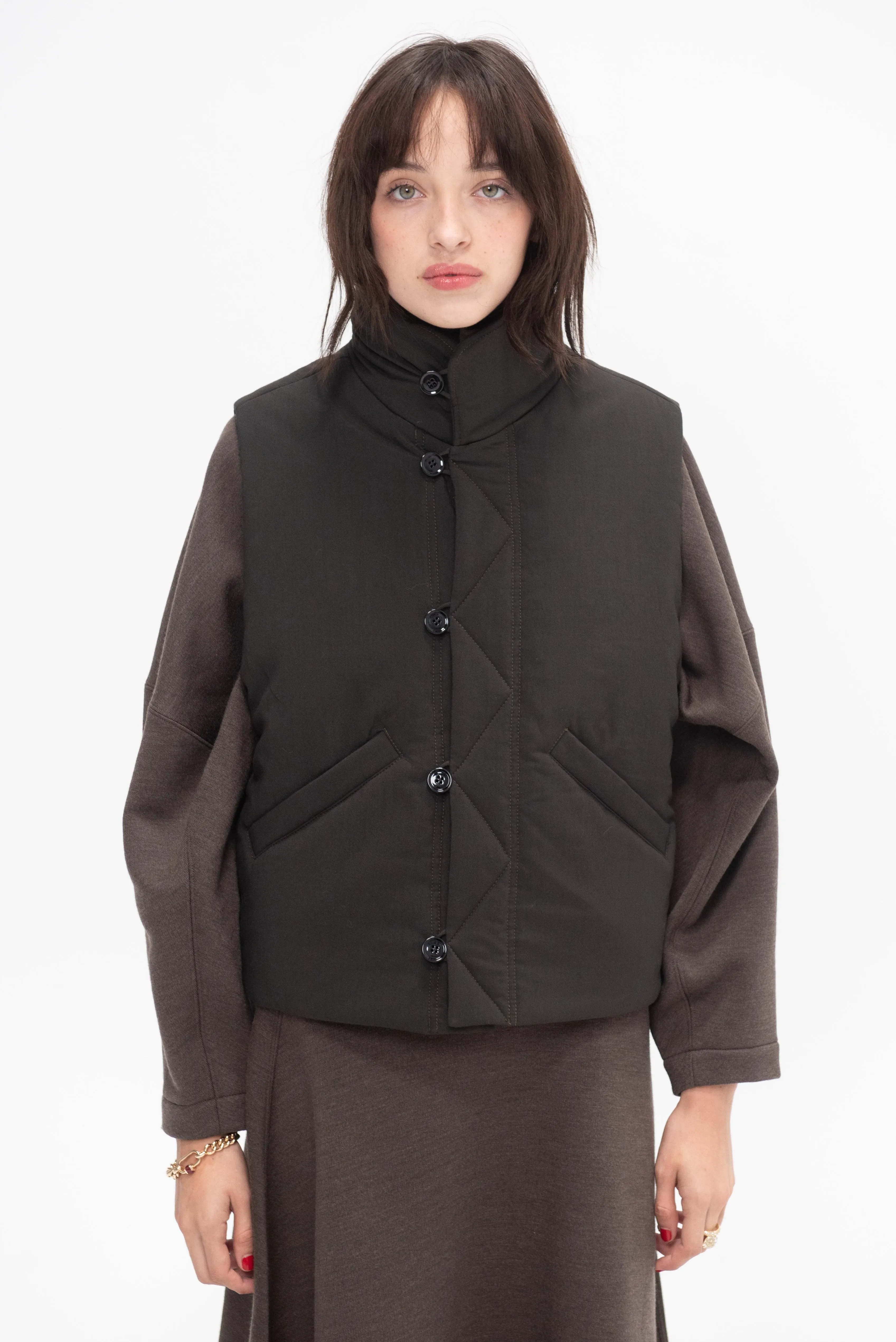 Wadded Gilet, Dark Espresso