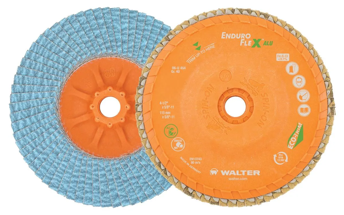 Walter 06U458 4.5" 80 Grit Spin-On Enduro-Flex Aluminum Flap Disc
