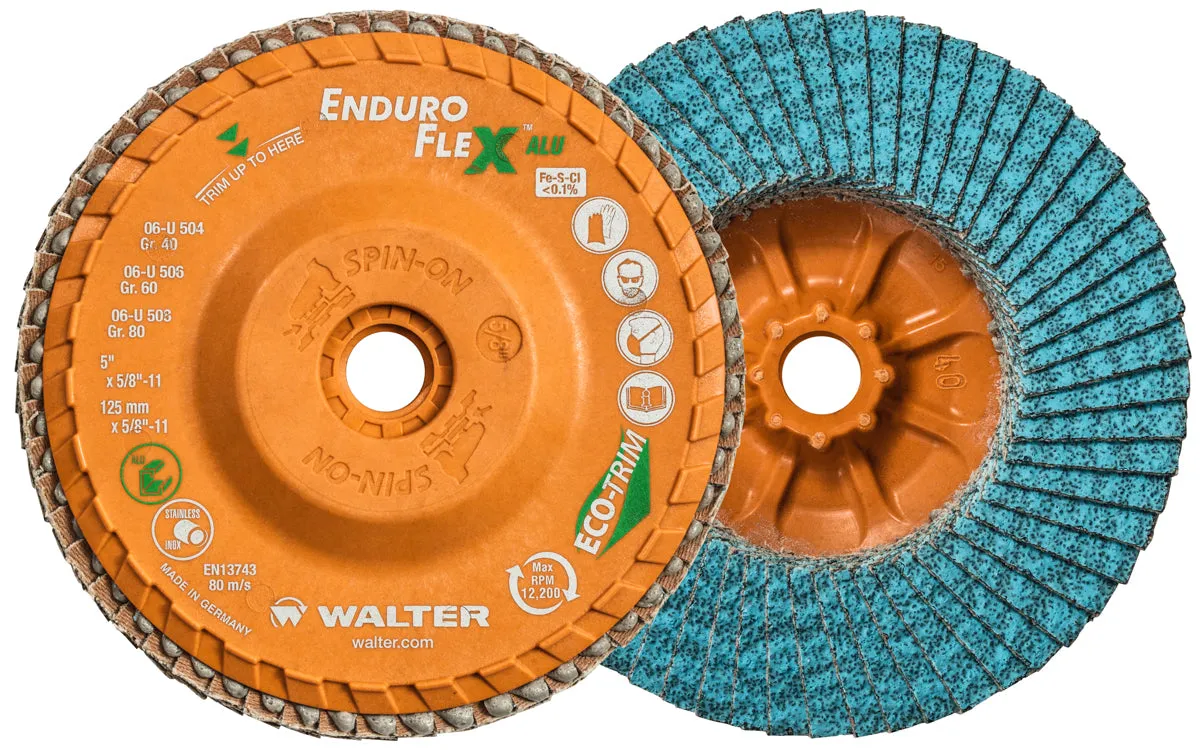 Walter 06U506 5" 60 Grit Spin-On Enduro-Flex Aluminum Flap Disc