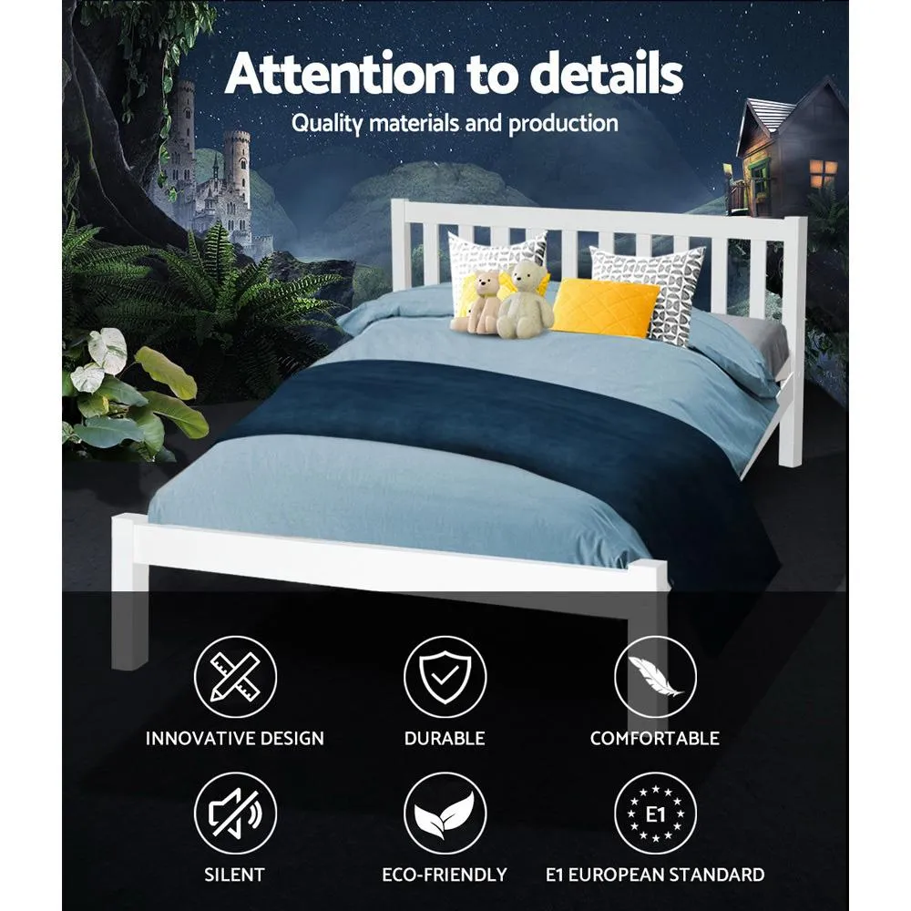 Whitehaven Wooden Double Bed Frame White