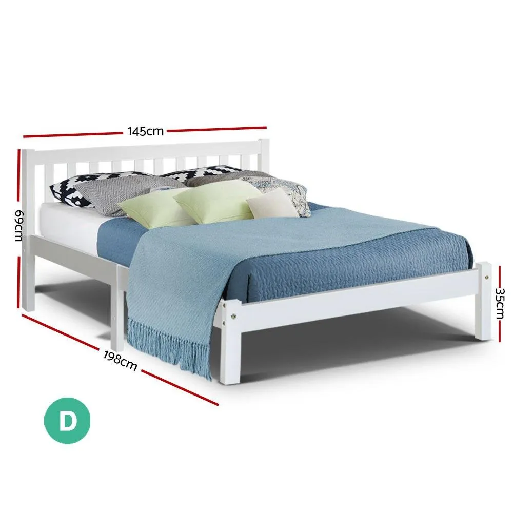 Whitehaven Wooden Double Bed Frame White