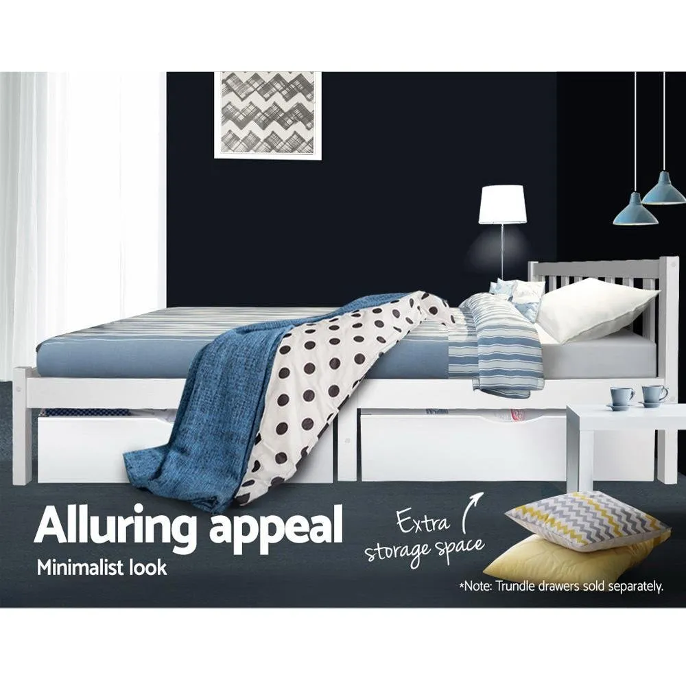 Whitehaven Wooden Double Bed Frame White