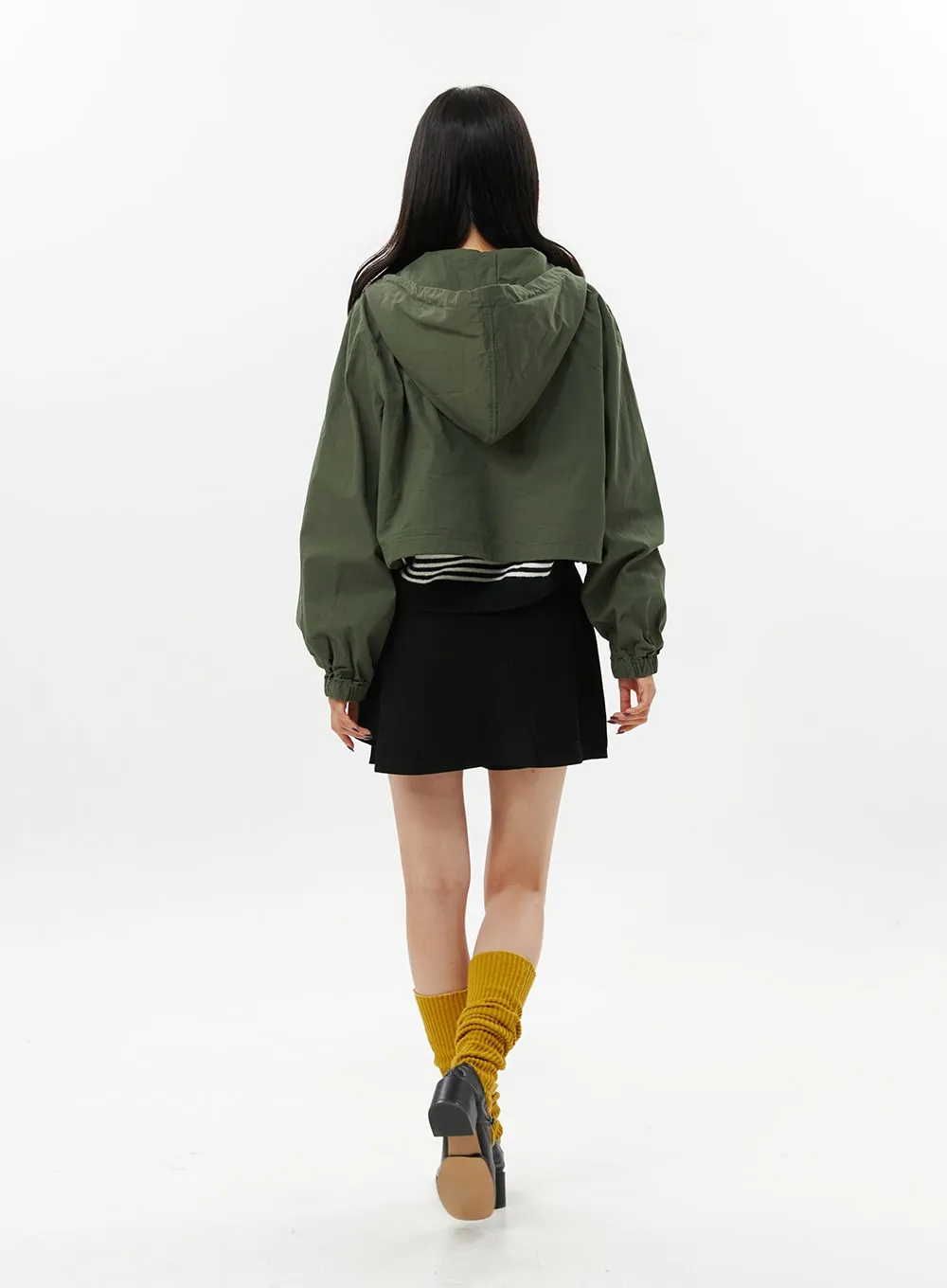 Zip Hooded Crop Jacket OO312