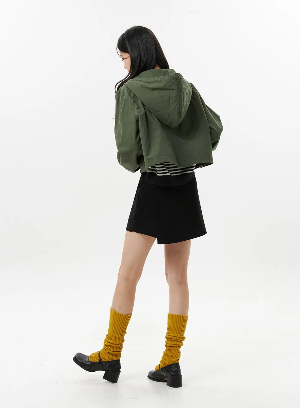 Zip Hooded Crop Jacket OO312
