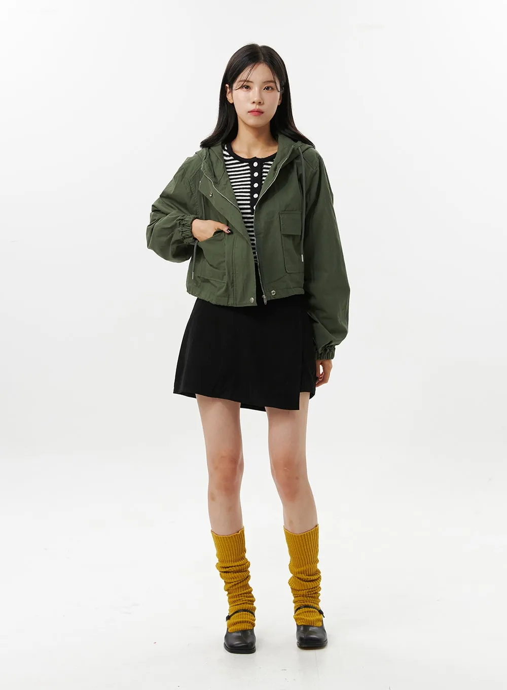 Zip Hooded Crop Jacket OO312