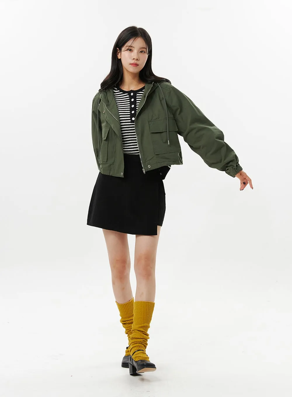Zip Hooded Crop Jacket OO312