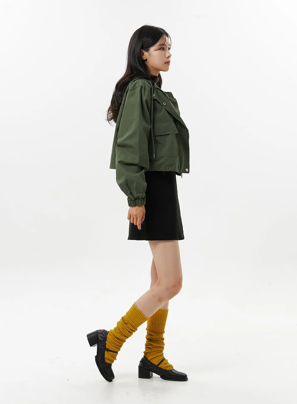 Zip Hooded Crop Jacket OO312