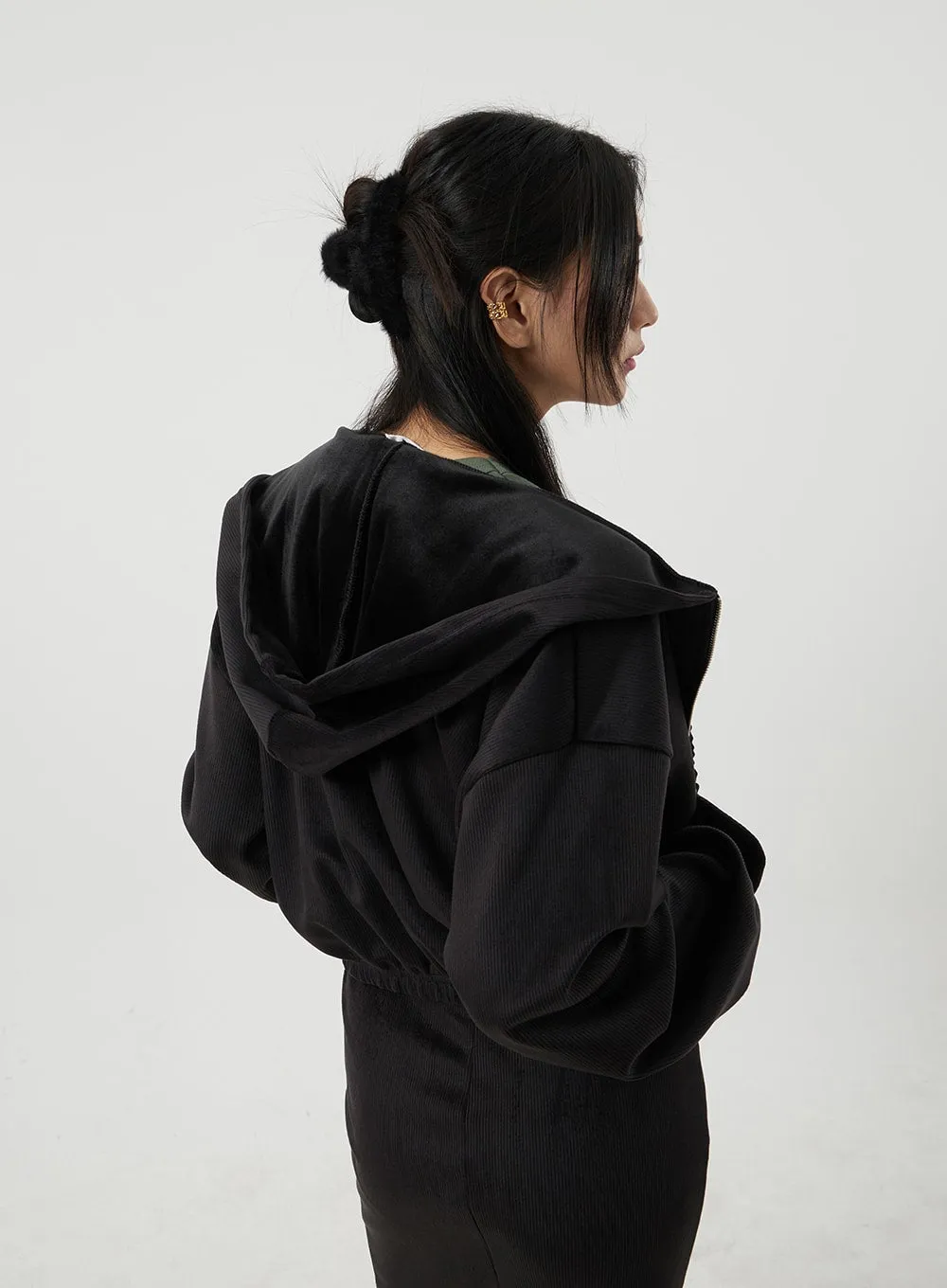 Zip-Up Hoodie And Maxi Track Skirt Set BJ318